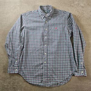 Ralph Lauren Classic Blue‎ Red Plaid Long Sleeve Button Up Shirt Mens Size Large